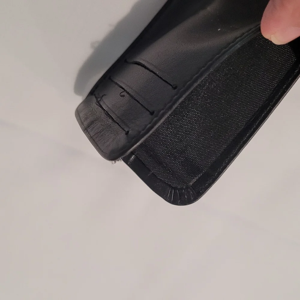 Black Leather Card & Momey Holder with Clip